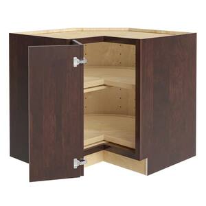Franklin Stained Manganite Plywood Shaker Assembled Lazy Suzan Corner Kitchen Cabinet Left 24 in W x 24 in D x 34.5 in H