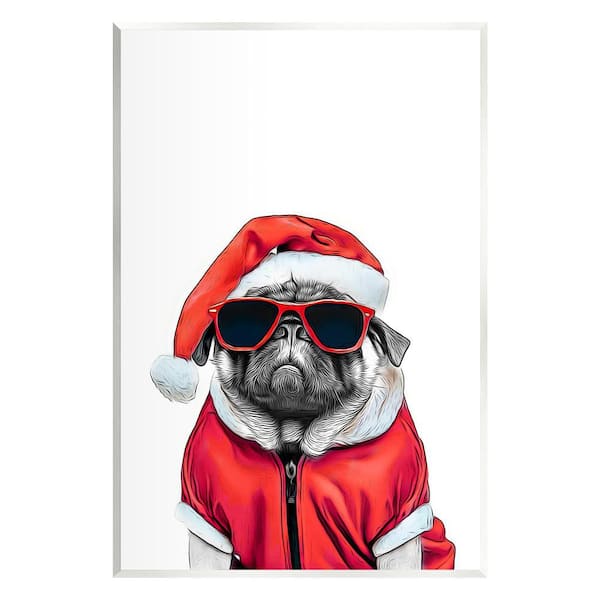 Stupell Industries Funny Pug Santa Hat by Annalisa Latella 1 Piece Unframed Graphic Print Animal Poster Art Print 15 in. x 10 in.