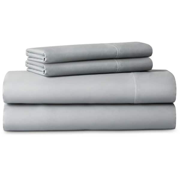 LUCID 4-Piece Gray Solid Microfiber Full Sheet Set