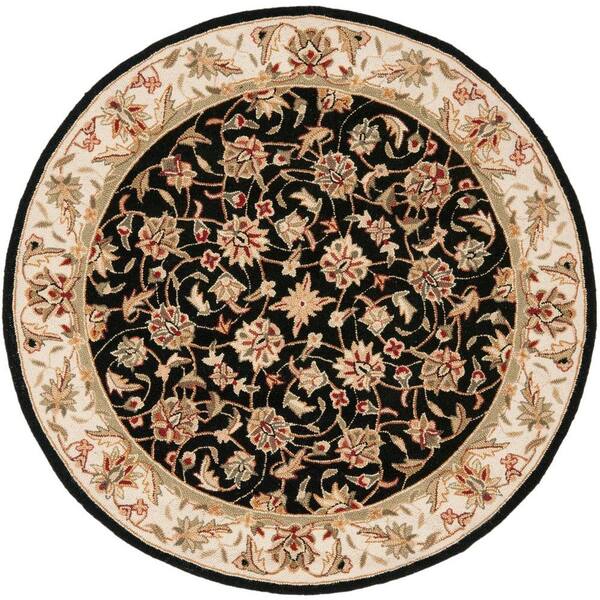 Safavieh Chelsea Black 4 Ft. X 4 Ft. Round Speckled Border Floral Area 