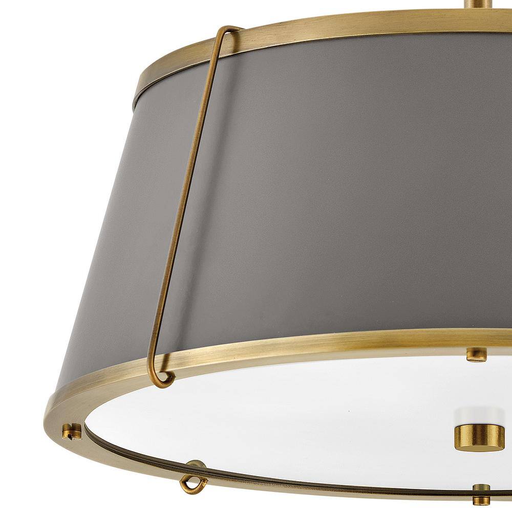 Elegant Transitional 2-Light Drum Semi-Flush Mount in Lacquered Dark Brass