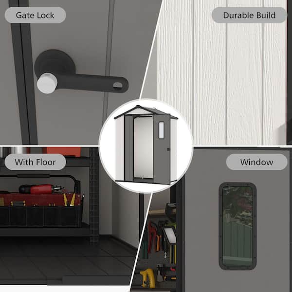 5 ft. W x 3 ft. D Resin Storage Shed with Lockable Doors, Frosted Panels, and Sloped Roof (15 sq. ft.)