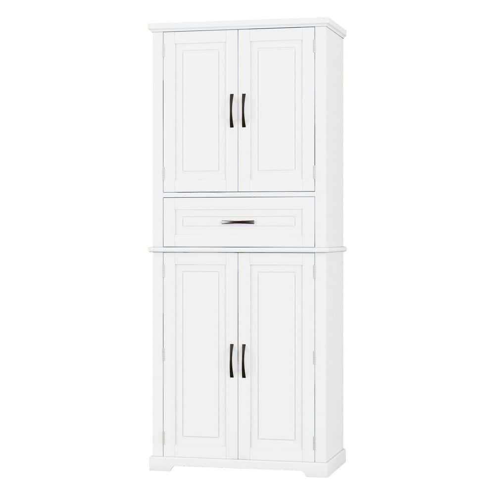 30 in. W x 15.7 in. D x 72 in. H Freestanding White Linen Cabinet with Slide Rails and Adjustable Shelf