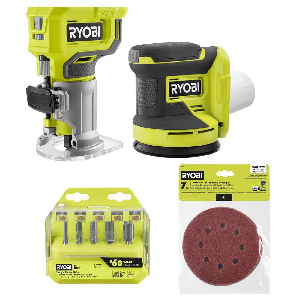 RYOBI ONE+ 18V Cordless 2-Tool Combo Kit w/ Compact Fixed Base Router ...