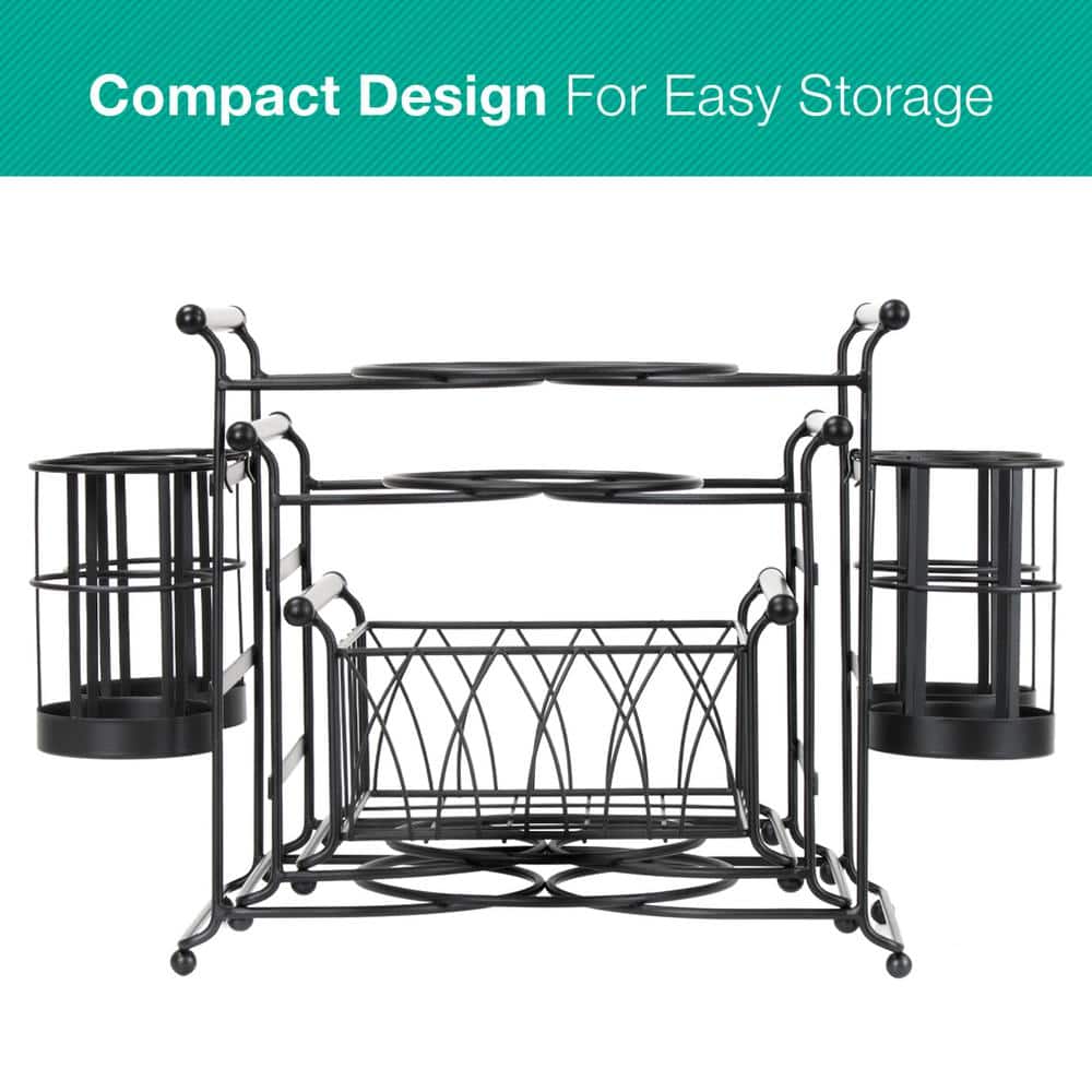 Black Carbon Steel 7-Piece Stackable Buffet Caddy Set