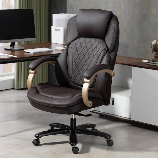 Brown Nylon Adjustable Height Executive Chair with Arms