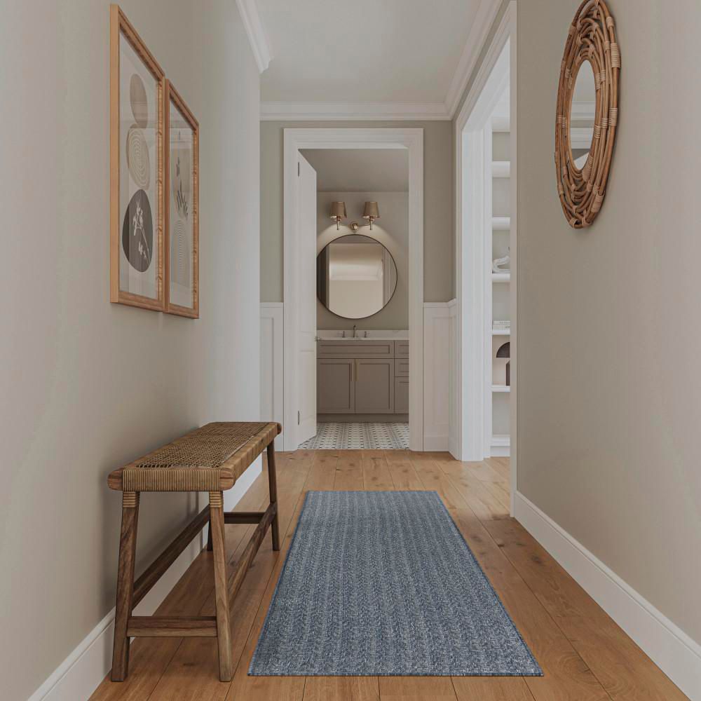 Tulum Denim 2 ft. x 10 ft. All-Over Design Contemporary Runner Area Rug