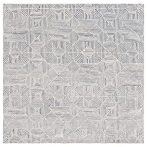 Abstract Gray/Ivory 6 ft. x 6 ft. Diamond Geometric Square Area Rug