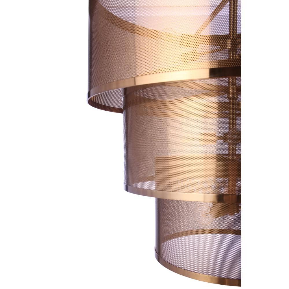 Satin Brass 12-Light Mesh Drum Pendant