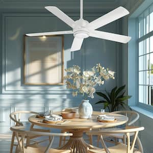Stout 54 in. LED Indoor Flat White Ceiling Fan with Light and Remote Control
