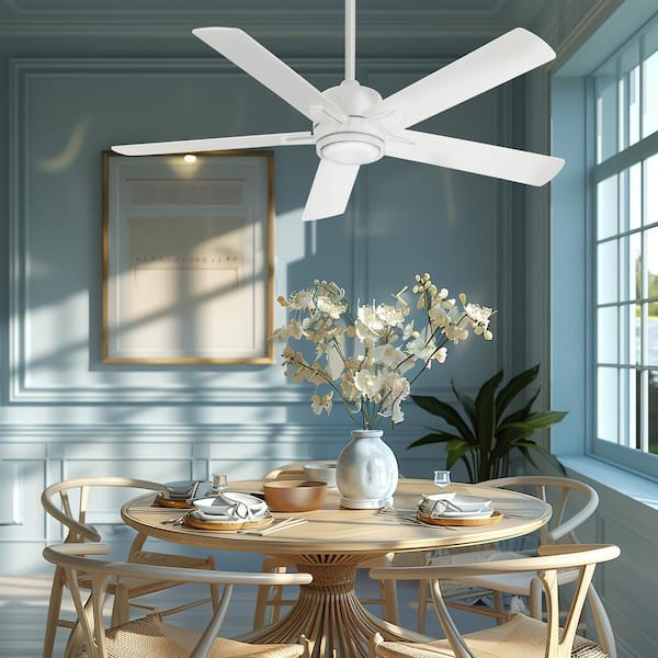 Stout 54 in. LED Indoor Flat White Ceiling Fan with Light and Remote Control