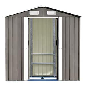 6 ft. W x 4 ft. D Metal MultiFunctional Storage Shed Gray White with Lockable Door, Vents and Foundation 23.4 sq. ft.