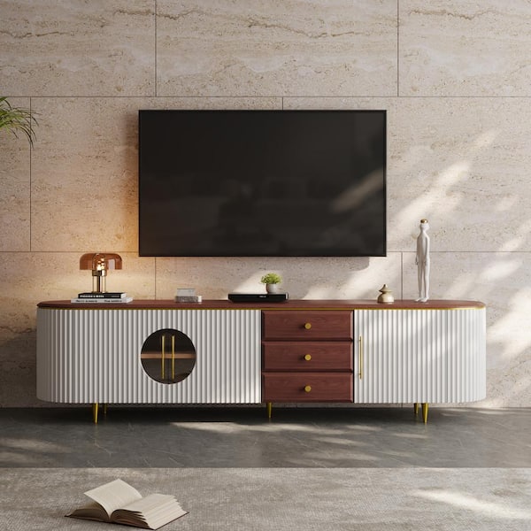 Beige TV Stand Fits TVs up to 70 to 80 in.