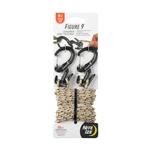 Figure 9 Carabiner Rope Tightener - 2 pack - Small - Black with Rope - Black