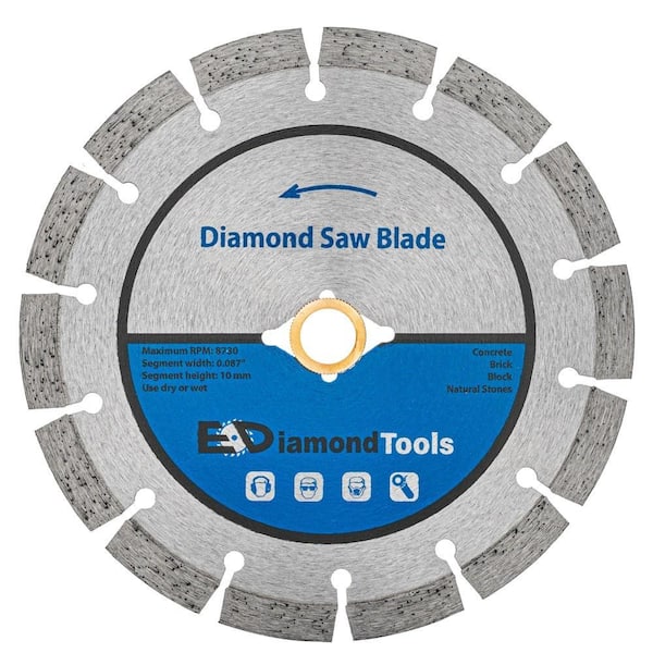 8 in. General Purpose Segmented Saw Blades for Concrete & Masonry, 10mm Segment Height, Diamond Arbor w/ 7/8 in. Bushing