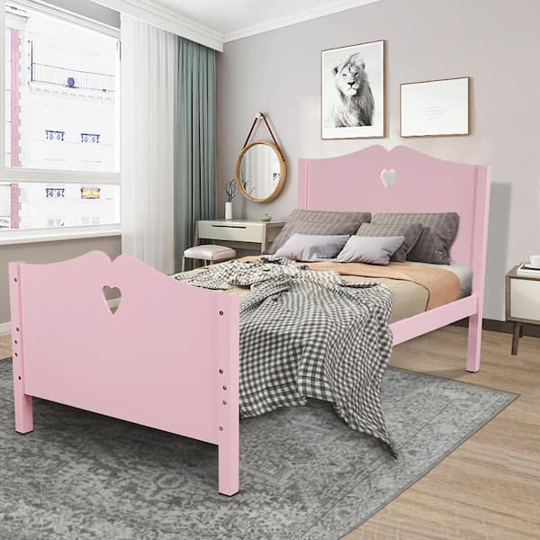 Boyel Living Pink Bed Frame Twin, Wood Support For Bed Frames