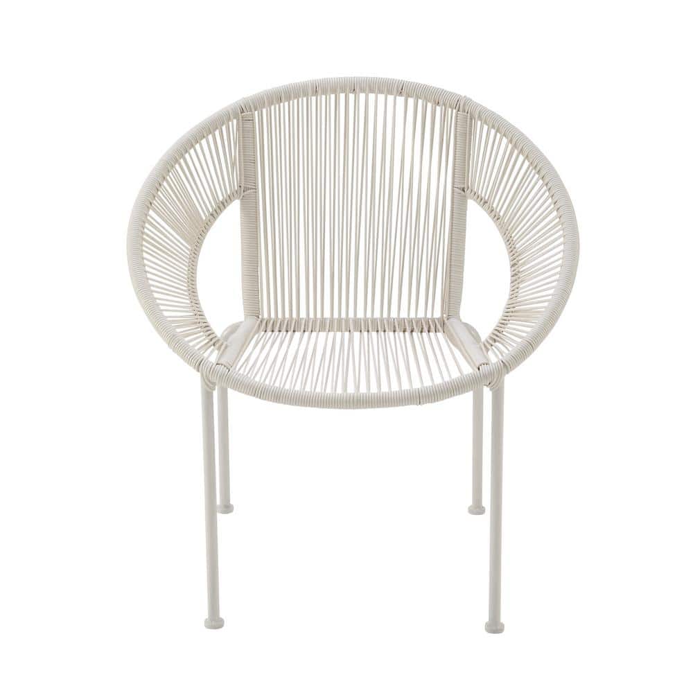Luxe Modern White Woven Rattan Outdoor Dining Chair