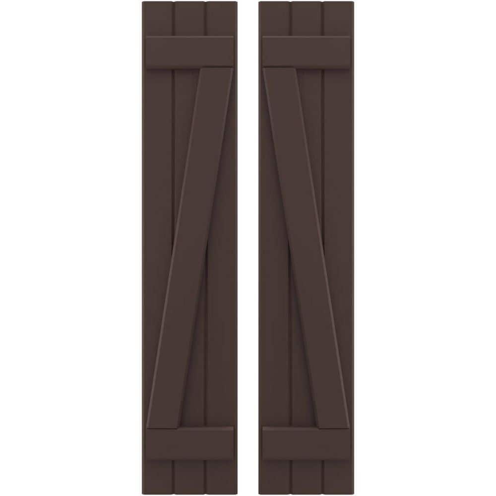 10-1/2 in. W x 42 in. H Americraft 3 Board Exterior Real Wood Joined Board and Batten Shutters with Z-Bar Raisin Brown price history on PriceWatchPro