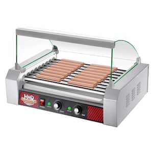 9 Roller Hot Dog Machine with Tempered Glass Cover - Countertop Hot Dog Roller Makes Up to 24 Hotdogs, Brats
