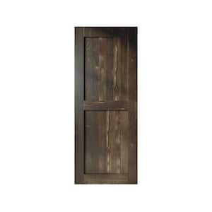 32 in. x 84 in. H-Frame Ebony Solid Natural Pine Wood Panel Interior Sliding Barn Door Slab with Frame