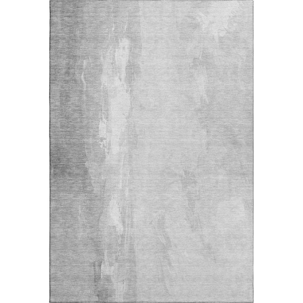 Mayfield Premium Machine Washable Abstract AMF1844 Gray 8 ft. x 10 ft. Area Rug