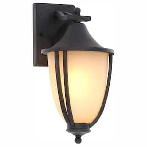 1-Light Rustic Iron Outdoor Wall Lantern Sconce (2-Pack)