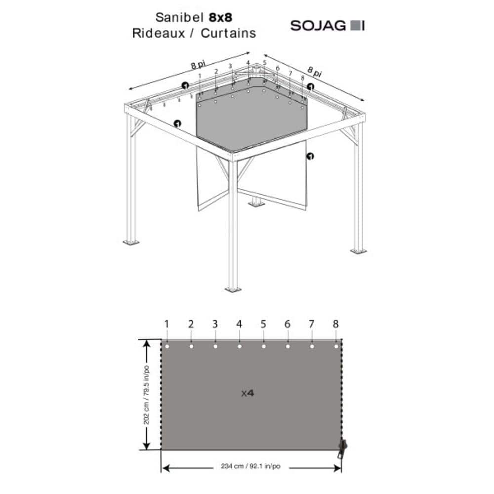 Brown Polyester Outdoor Gazebo Curtains Set