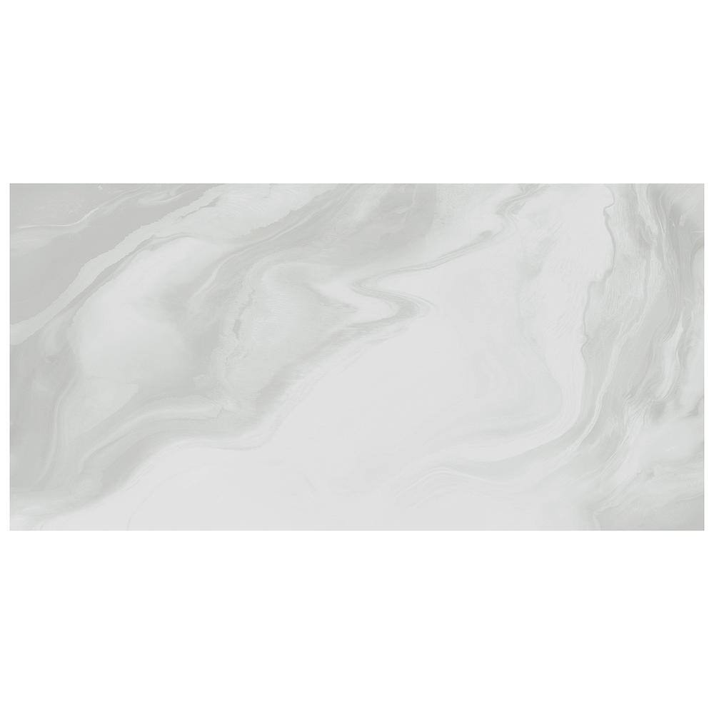 Augusta 24" x 48" Polished White Porcelain Marble Look Tile