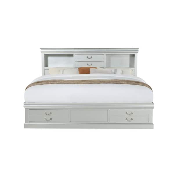 Louis Philippe III Bookcase Bedroom Set (Platinum) Acme Furniture