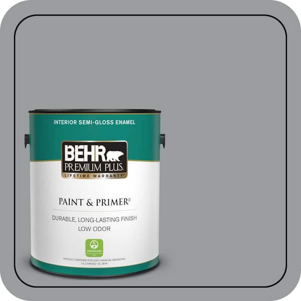 BEHR PREMIUM PLUS 1 gal. #N500-4 Pencil Sketch Semi-Gloss Enamel Low Odor Interior Paint & Primer