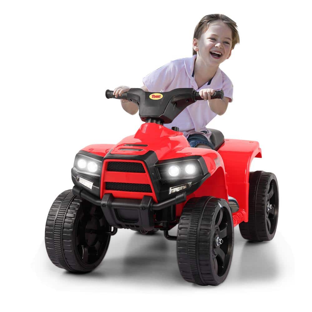 6V Red Kids Electric Quad with Bright Headlights