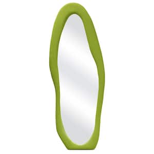 24 in. W x 63 in. H Irregular Green Full Length Mirror Flannel Wrapped Wooden Frame Decorative Hanging or Leaning Mirror