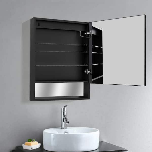 Satico 24 in. W x 32 in. H Rectangular Aluminum Medicine Cabinet with Mirror