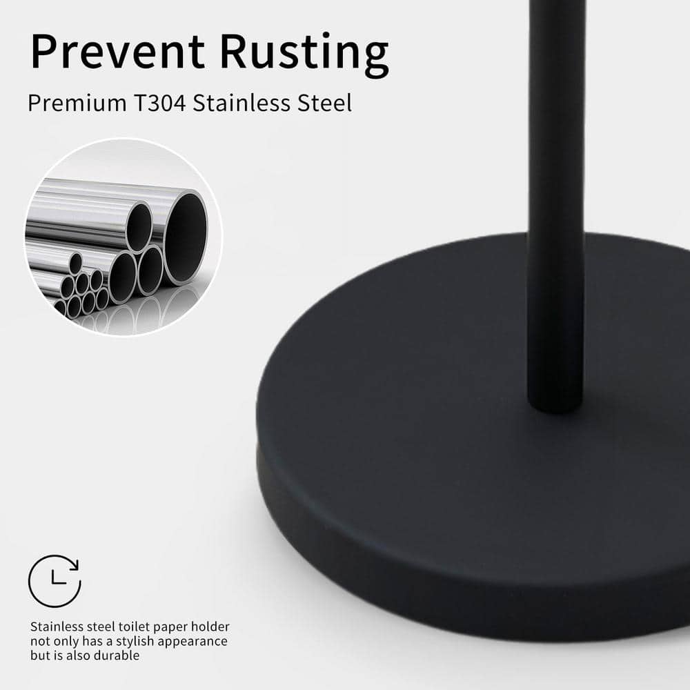 Matte Black Stainless Steel Freestanding Toilet Paper Holder