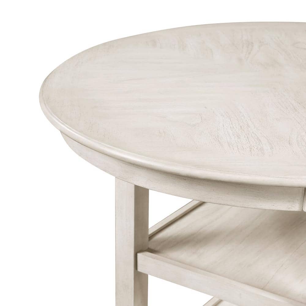 Cream Round Wood Counter Pub Set with 4 Chairs