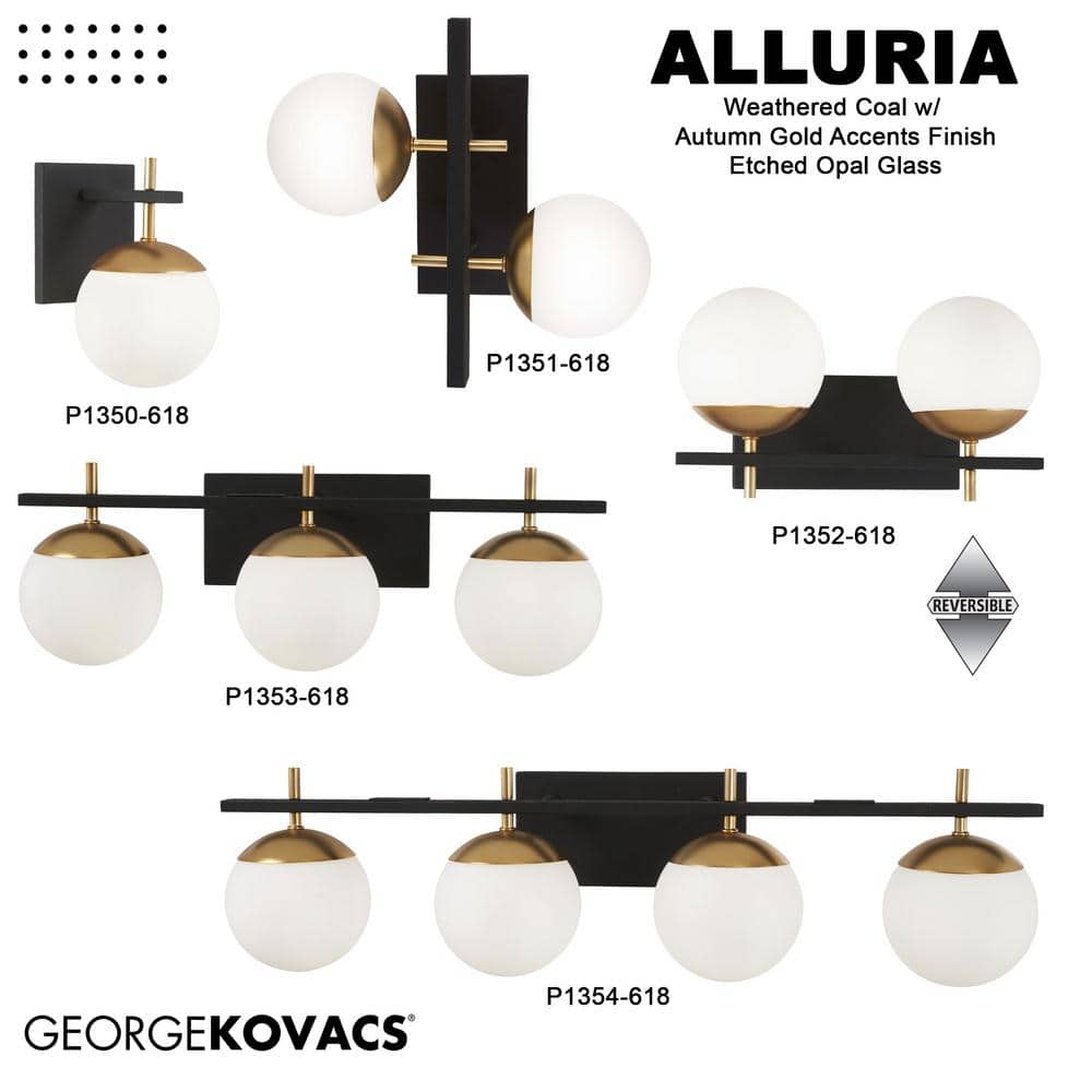Alluria Etched Opal Glass Wall Sconce in Weathered Black and Autumn Gold