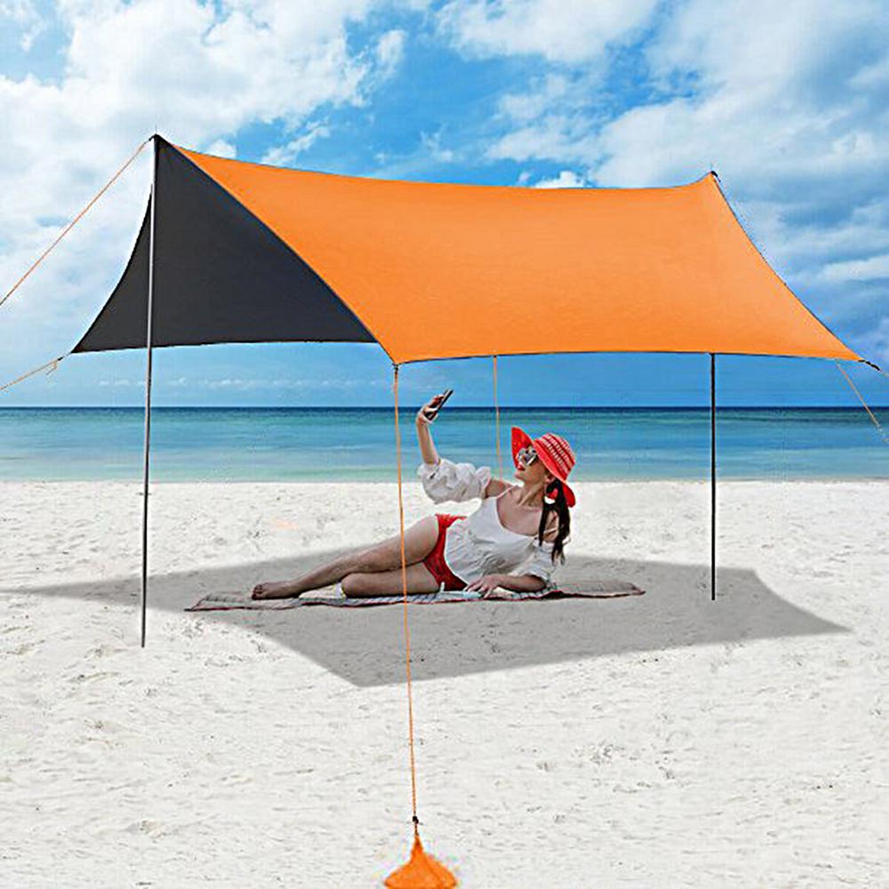 10 ft. x 10 ft. Orange Beach Tent Sun Shelter with 6-Sandbags