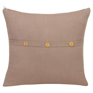 South Hampton Brown Buttoned Cotton 20 in. x 20 in. Throw Pillow