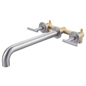 Wall Mounted 2-Handle Bathtub Roman Tub Faucet in. Brushed Nickel