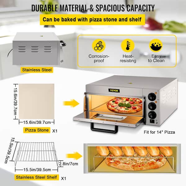 VEVOR Silver Countertop Oven Commercial Convection Oven 43 qt Half-Size Conventional 1600 Watt 4-Tier Toaster