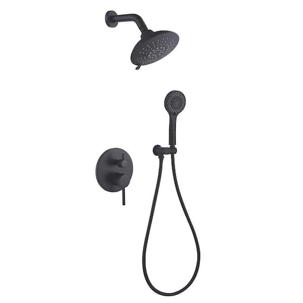 Tahanbath 6-Spray Patterns with 1.8 GPM 6 in. Wall Mount Dual Shower Heads in Spot Resist Matte Black