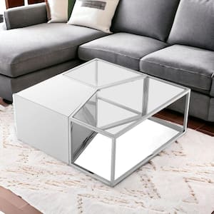 Mariana 37.4 in. Silver Specialty Glass Coffee Table