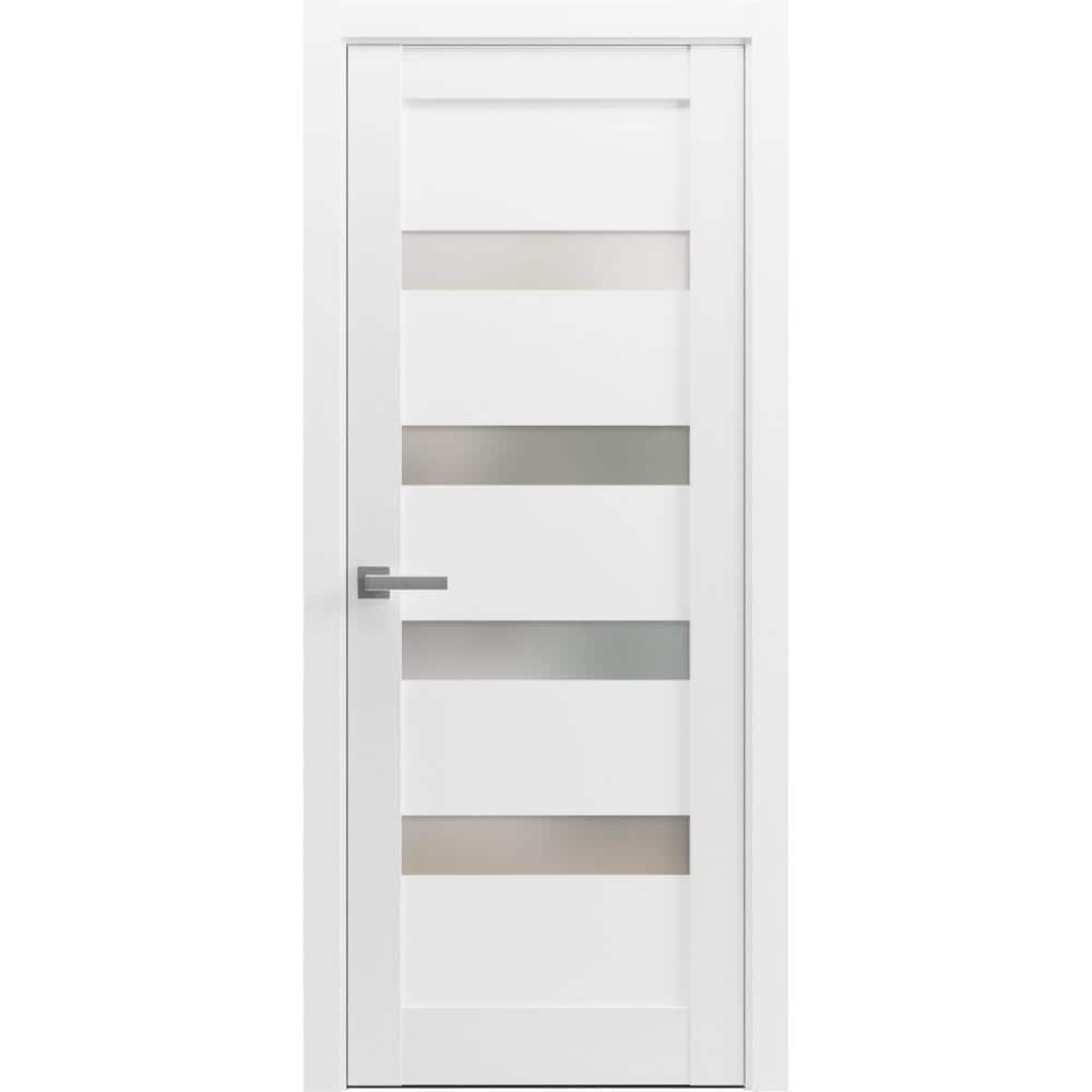 4113 24 in. x 84 in. Right-Hand/Inswing Solid Wood Frosted Glass White Single Prehung Interior Door price history on PriceWatchPro