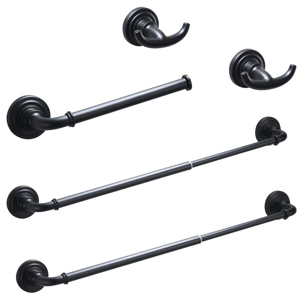 5-Piece Adjustable Stainless Steel Bath Hardware Set with Mounting Hardware in Black price history on PriceWatchPro