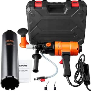 1500W Diamond Core Drilling Machine, 4 in. Handheld Wet Concrete Core Drill Rig, 1100-2400RPM Two Speed & 1-1/4 in.