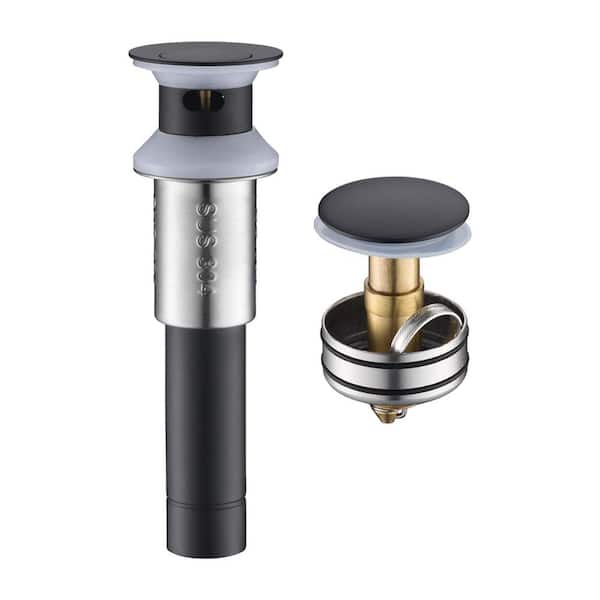 Tileon 1-Piece Stainless Steel Sink Accessory Set, Pop-Up Sink Drain Stopper with Strainer Basket Matte Black