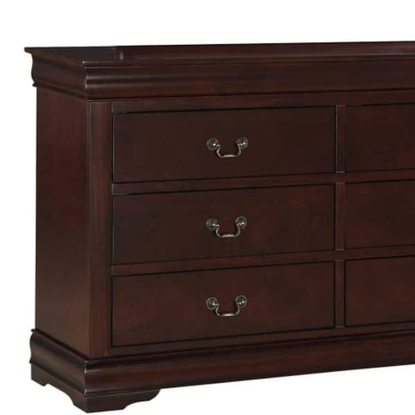 Benjara 57.3 in. Brown 6-Drawer Wooden Dresser Without