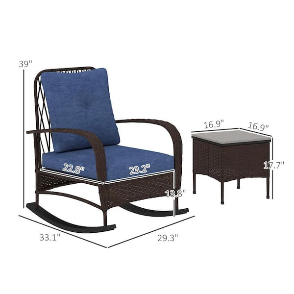 Brown 3-Piece Wicker Outdoor Bistro Set Patio Furniture Set with