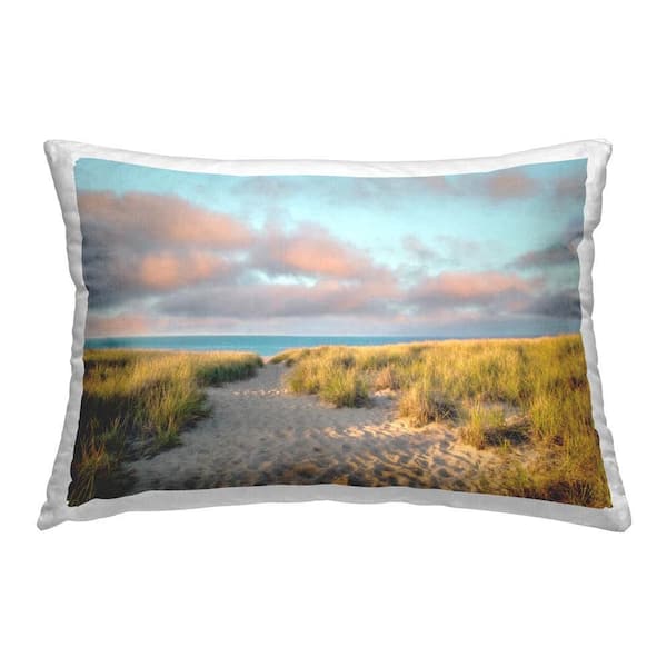 Stupell Industries Beach Stepping Path Blue Print Polyester 14 in. x 20 in. Throw Pillow