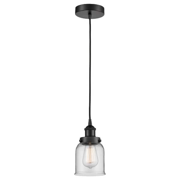 Bell 60-Watt 1-Light Matte Black Standard Mini Pendant Light with Clear Glass Shade, No Bulbs Included